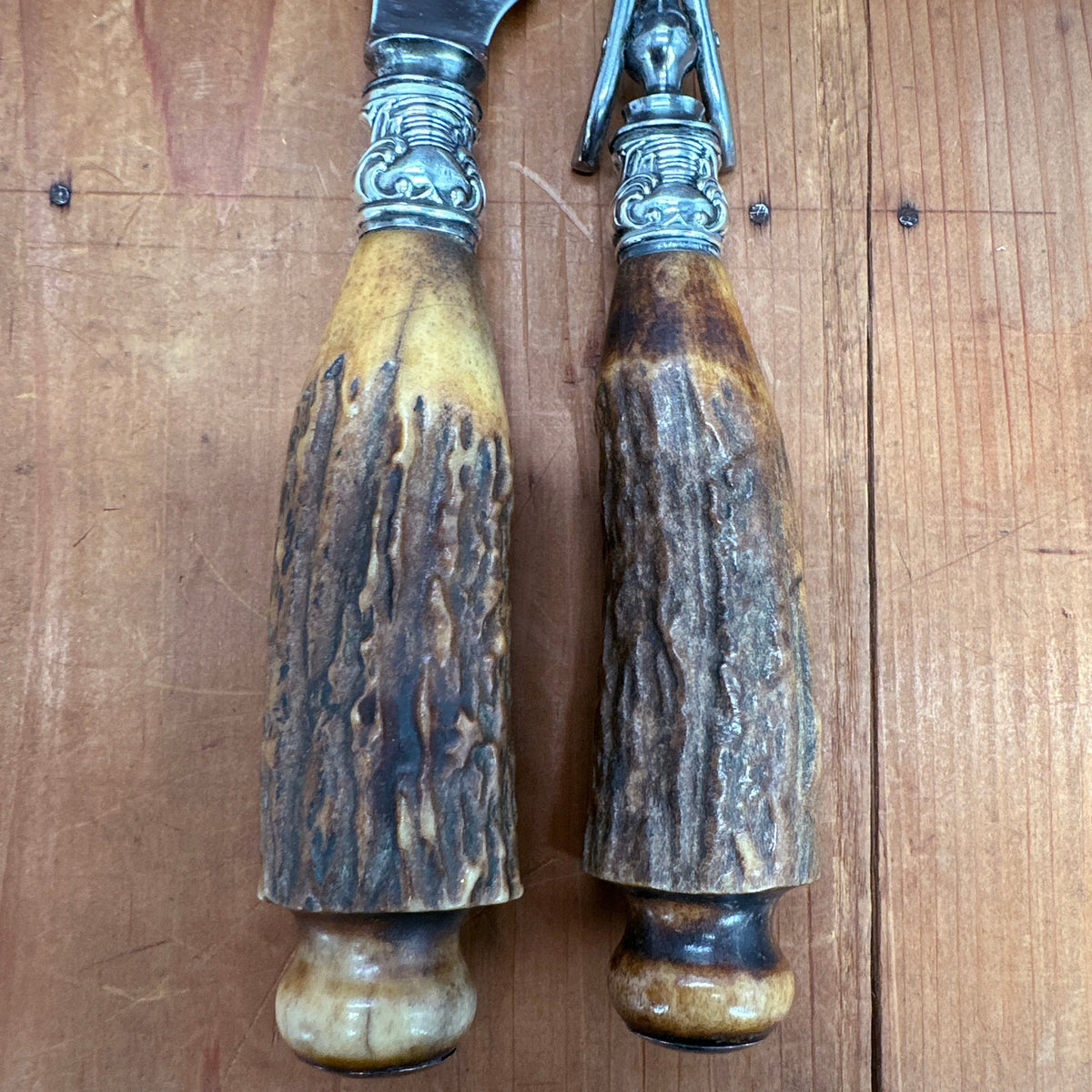 Carving Set Stag & Sterling 19th or Early 20th C?