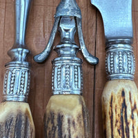 J Russell Co Green River Works Carving Set Sterling & Stag 1880s-1910s