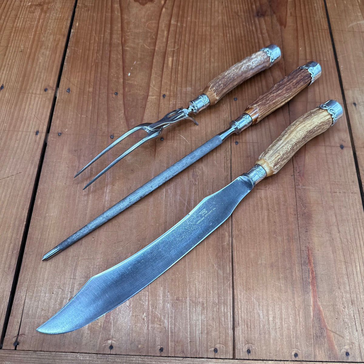 Vintage Service (Turkey) Carving Knife & Fork Sterling Silver Set