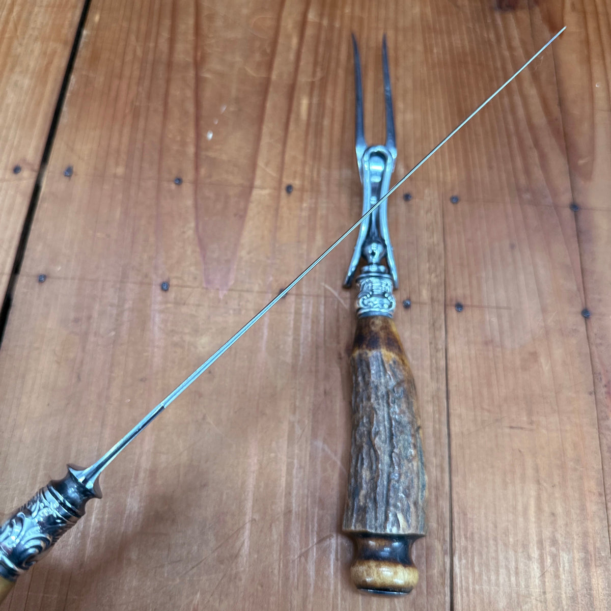 Carving Set Stag & Sterling 19th or Early 20th C?
