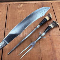 Landers Frary & Clark Aetna Works Carving Set Horn & Crown Stag 1865-1924