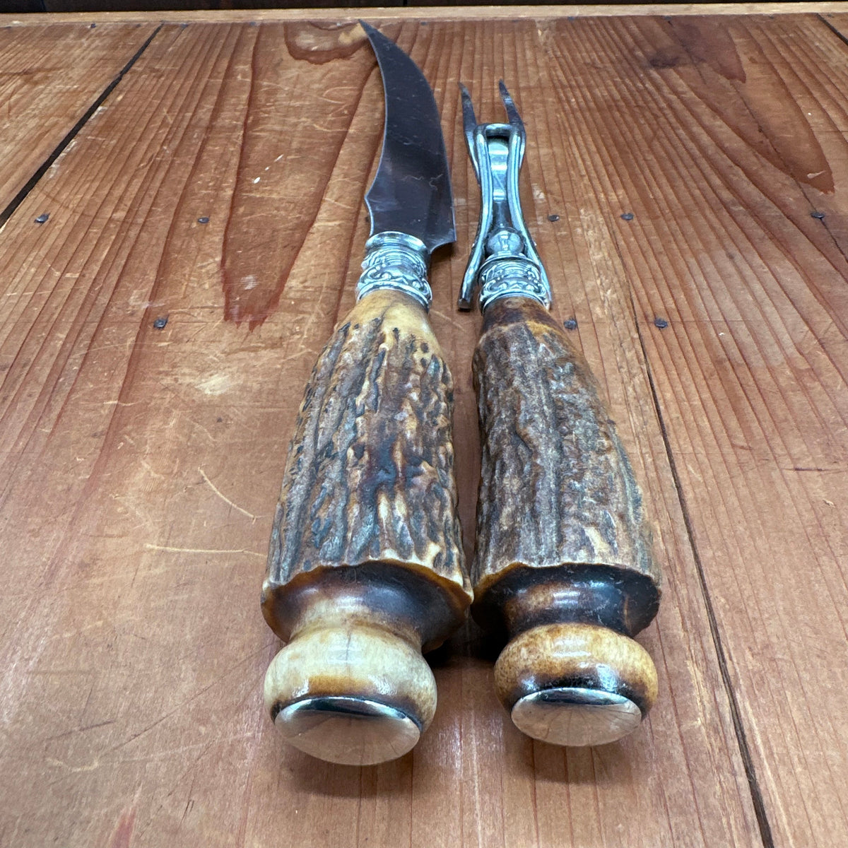 Carving Set Stag & Sterling 19th or Early 20th C?