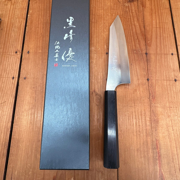 Kaji-bei 165mm Santoku Iron Clad Shirogami 2 Kurouchi Buffalo Horn – Bernal  Cutlery