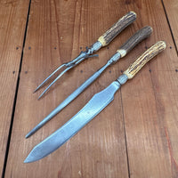 J Russell Co Green River Works Carving Set Sterling & Stag 1880s-1910s