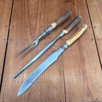 J Russell Co Green River Works Carving Set Sterling & Stag 1880s-1910s