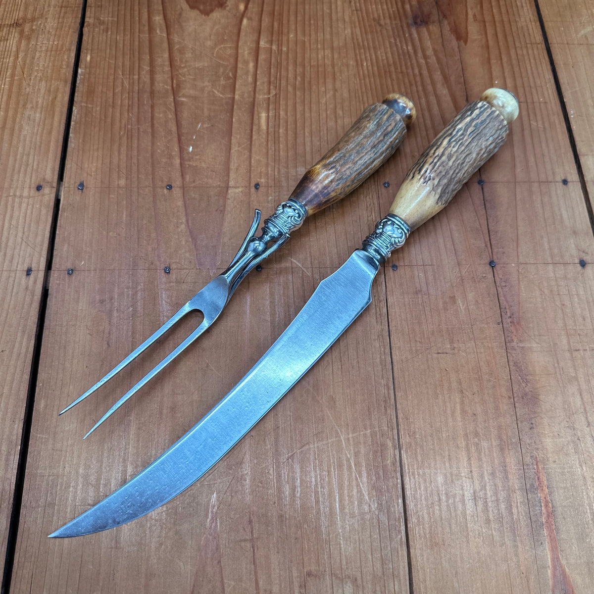 Carving Set Stag & Sterling 19th or Early 20th C?
