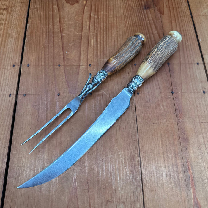 Carving Set Stag & Sterling 19th or Early 20th C?