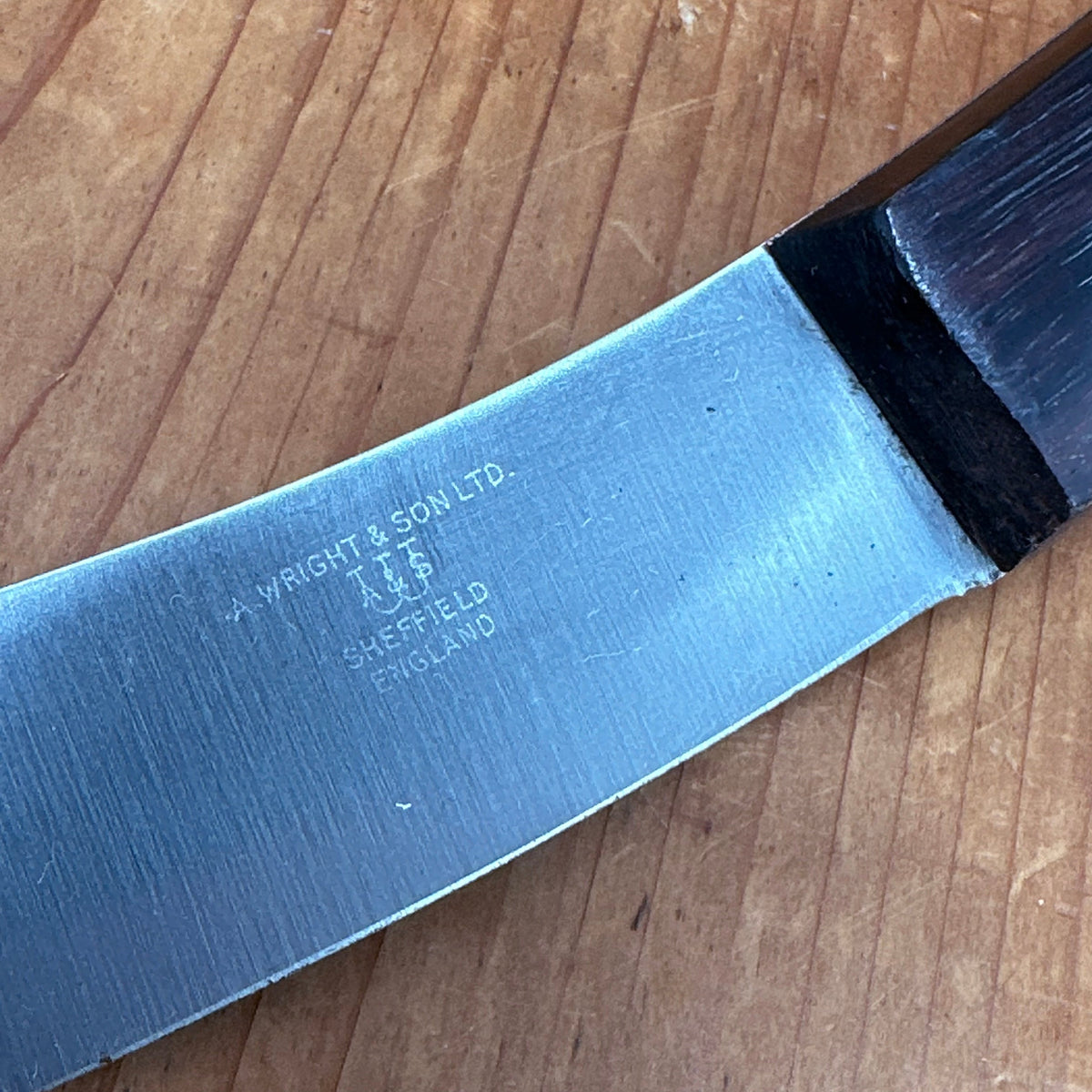 New Old Stock A Wright 7" Lg Skinning Knife Carbon Steel Rosewood Brass Rivets Sheffield