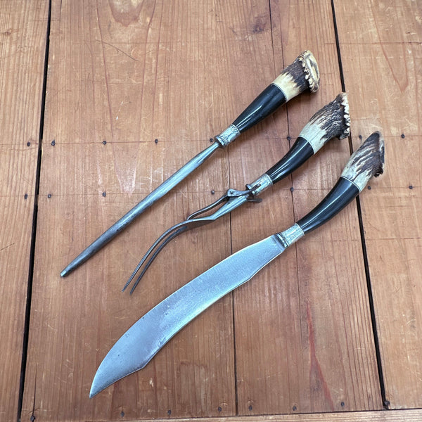 Landers Frary & Clark Aetna Works Carving Set Horn & Crown Stag 1865-1924