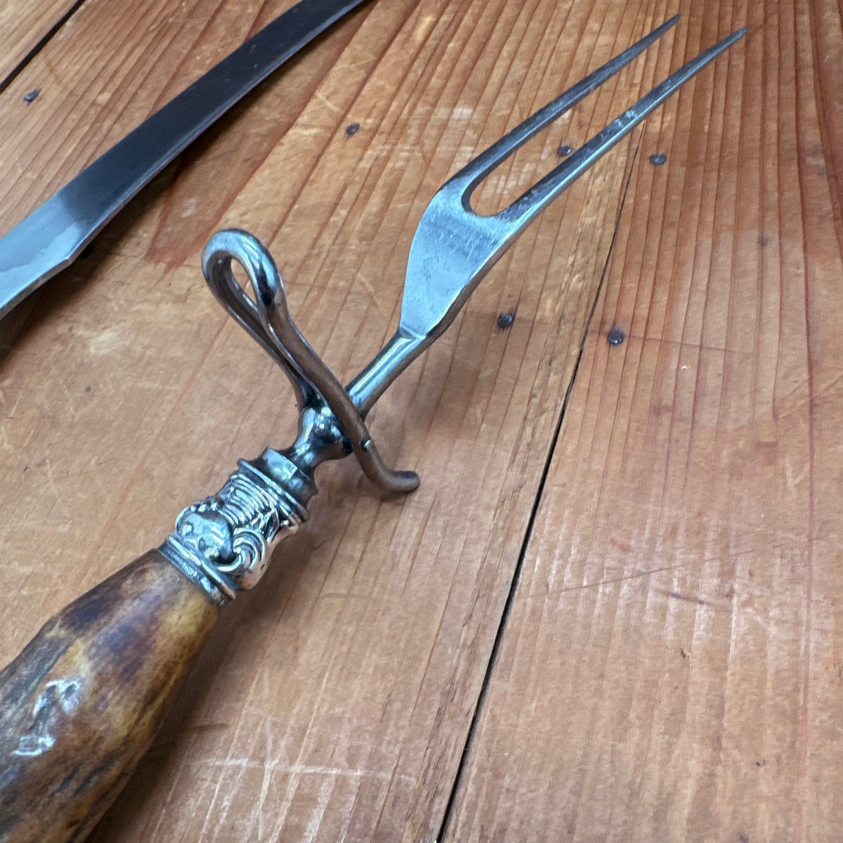 Carving Set Stag & Sterling 19th or Early 20th C?