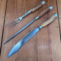 Meriden Cutlery Co Carving Set Stag & Sterling Late 19th Early 20th C?
