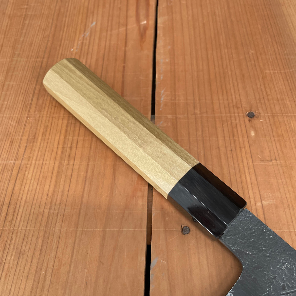Ajikataya 180mm Santoku Shirogami 2 Kurouchi Ho Wood