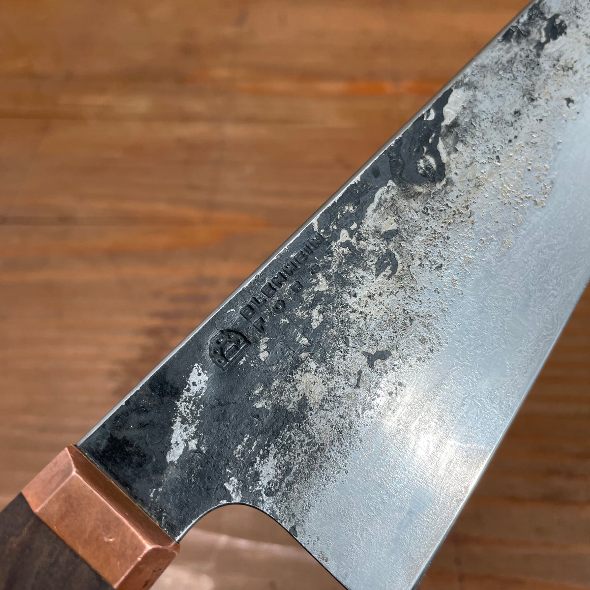 Trade In Blenheim Forge 220mm Gyuto Iron Clad Aogami Super Walnut & Copper