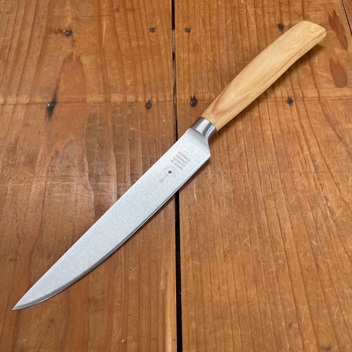 Friedr Herder 4.75" Steak Knife Forged Stainless Olive 1/2 Bolster