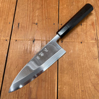 Hatsukokoro Nakagawa 180mm Deba Ginsanko Stainless Ebony Black Buffalo Horn - LEFTY