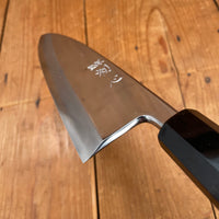 Second Quality - Hatsukokoro Nakagawa 180mm Deba Ginsanko Stainless Ebony Black Buffalo Horn - LEFTY