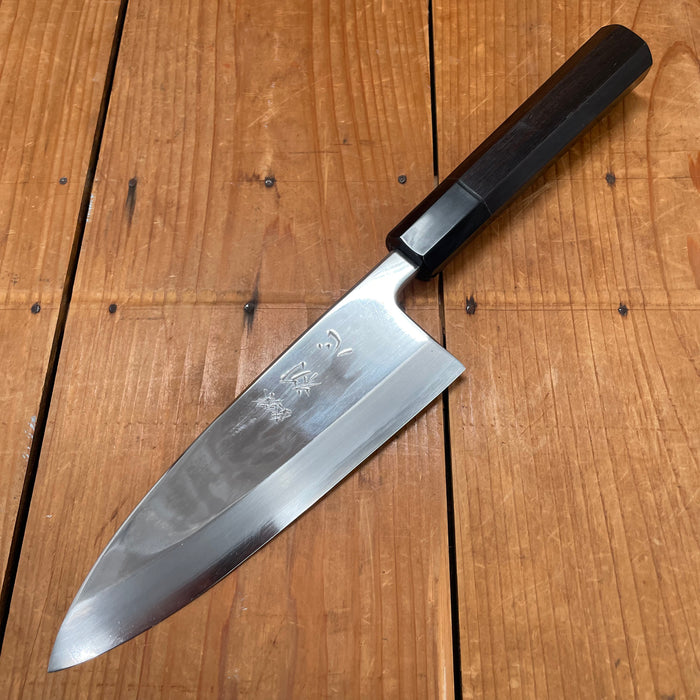 Hatsukokoro Nakagawa 165mm Deba Ginsanko Stainless Ebony Black Buffalo Horn - LEFTY