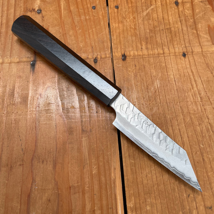 Nigara Hamono 95mm Kiritsuke Petty SG2 Migaki Tsuchime Ebony Handle