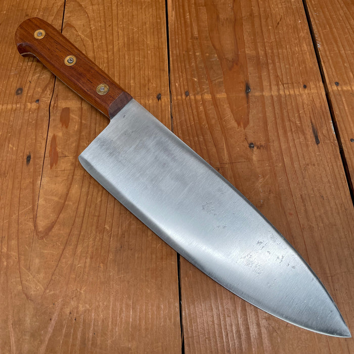 New Vintage 25.5cm / 10" Plate-Semelle Abattre Butcher Knife Hand Forged Carbon 3 Rosette Rosewood 1950-60