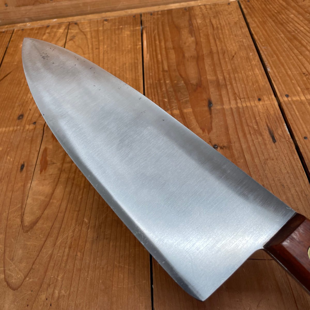 New Vintage 25.5cm / 10" Plate-Semelle Abattre Butcher Knife Hand Forged Carbon 3 Rosette Rosewood 1950-60