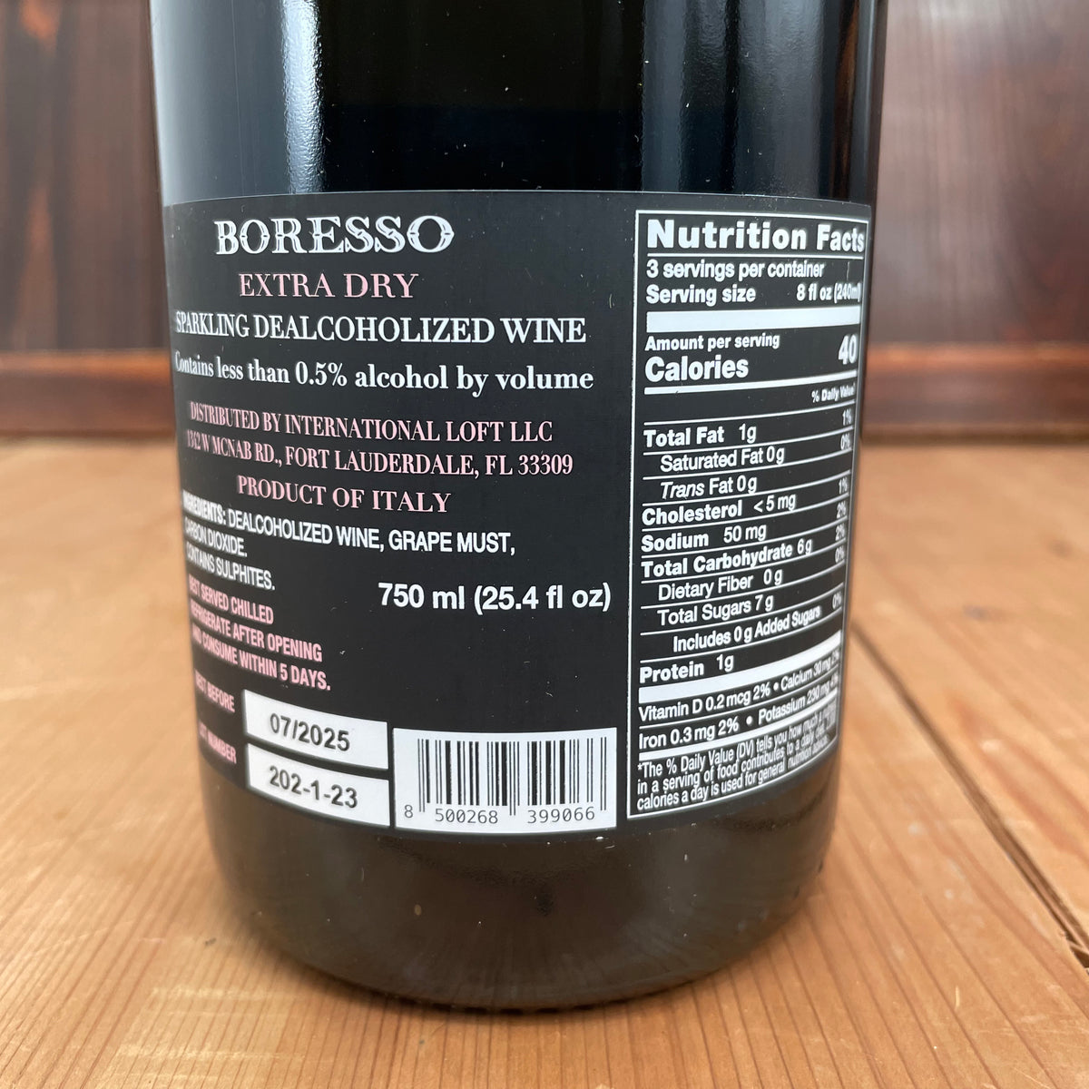 Boresso Non-alcoholic Sparkling Wine From Italy Extra Dry - 750ml with Gift Box