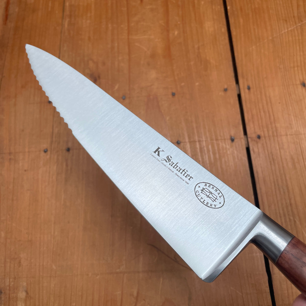 K Sabatier x Bernal Cutlery Nouvel Ideal 9" Chef with Serrated Tip Carbon Palissander