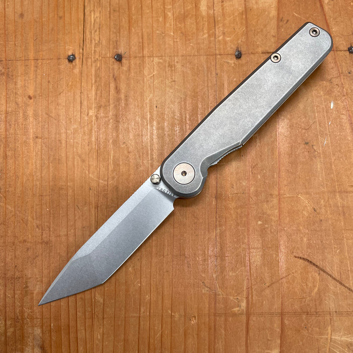 Tactile Rockwall Thumbstud Tanto MagnaCut Liner Lock Titanium Stonewash and Bronze Handle