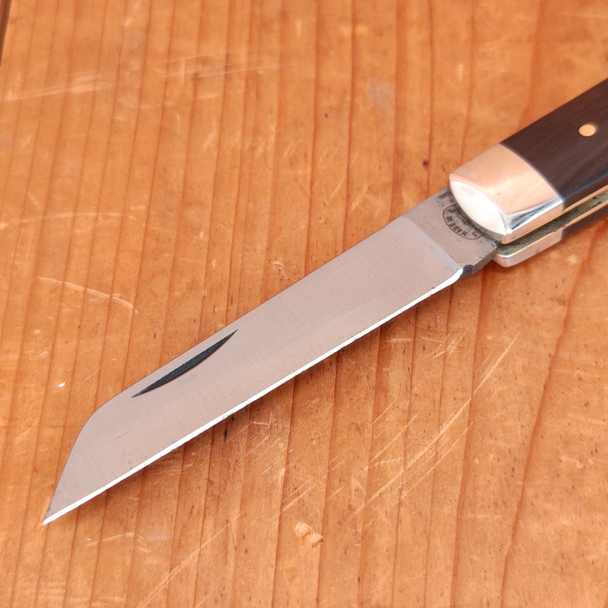 A Wright & Son 4" Lambsfoot Pocket Knife Carbon Steel Ebony