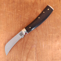 A Wright & Son Pruner 3 1/2" End Cap Pocket Knife Carbon Steel Ebony