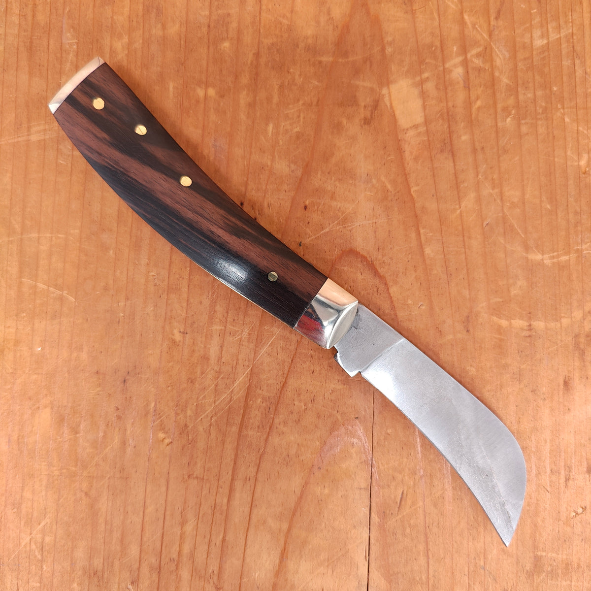 A Wright & Son Pruner 3 1/2" End Cap Pocket Knife Carbon Steel Ebony
