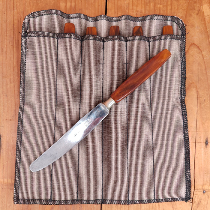 Vintage Otto Linder Merscheid-Solingen Luncheon Knife Set Carbon Bakelite? Germany 1930? - Set of 6