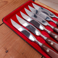 Set 6 Butler Sheffield Steak Knives Danish Modern in Box