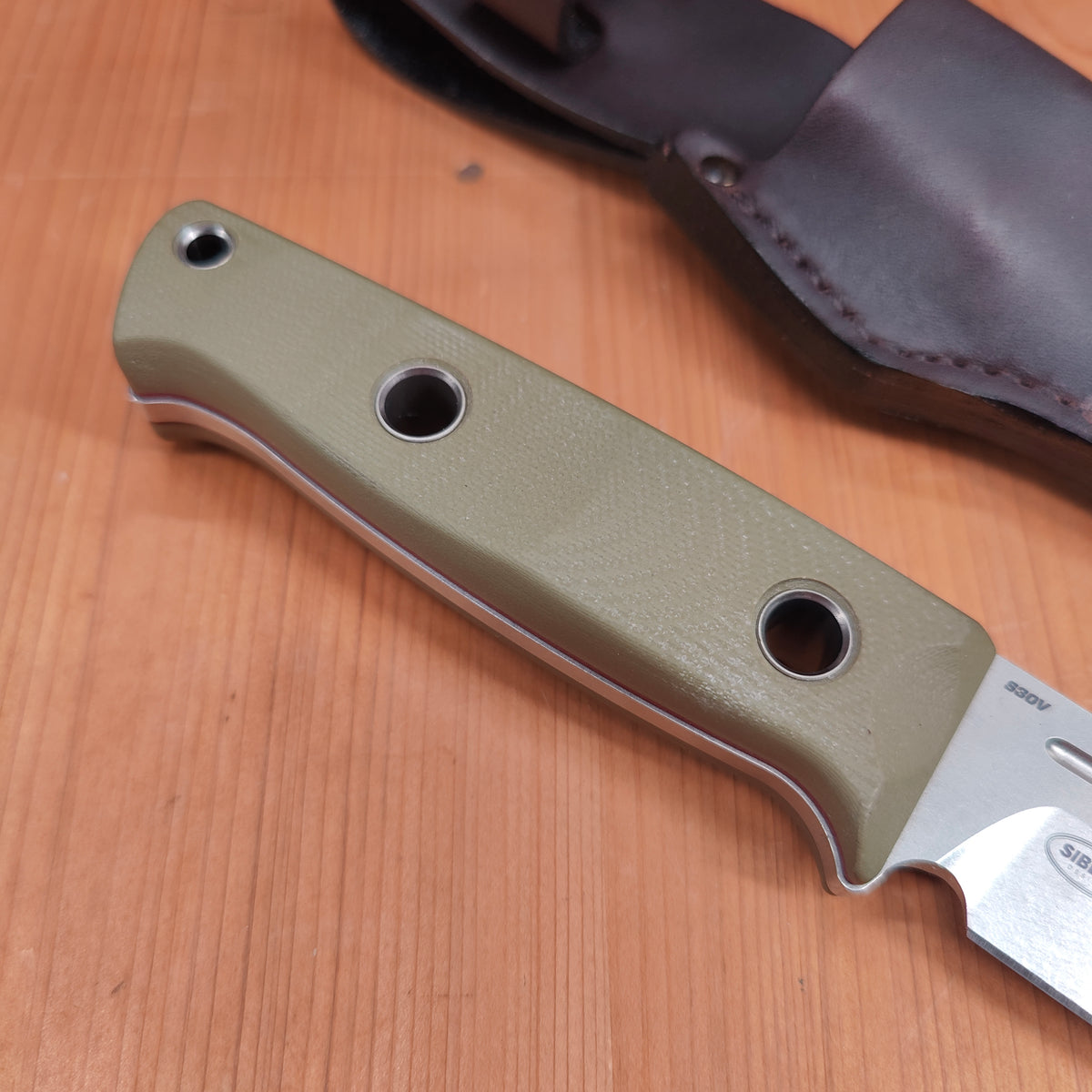 Benchmade 165-1 Mini Bushcrafter Drop Point OD Green G10 with Leather Sheath