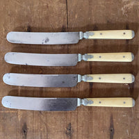 Meriden Cutlery Co Knife & Fork Set of 4 Bone & Pewter 1870s