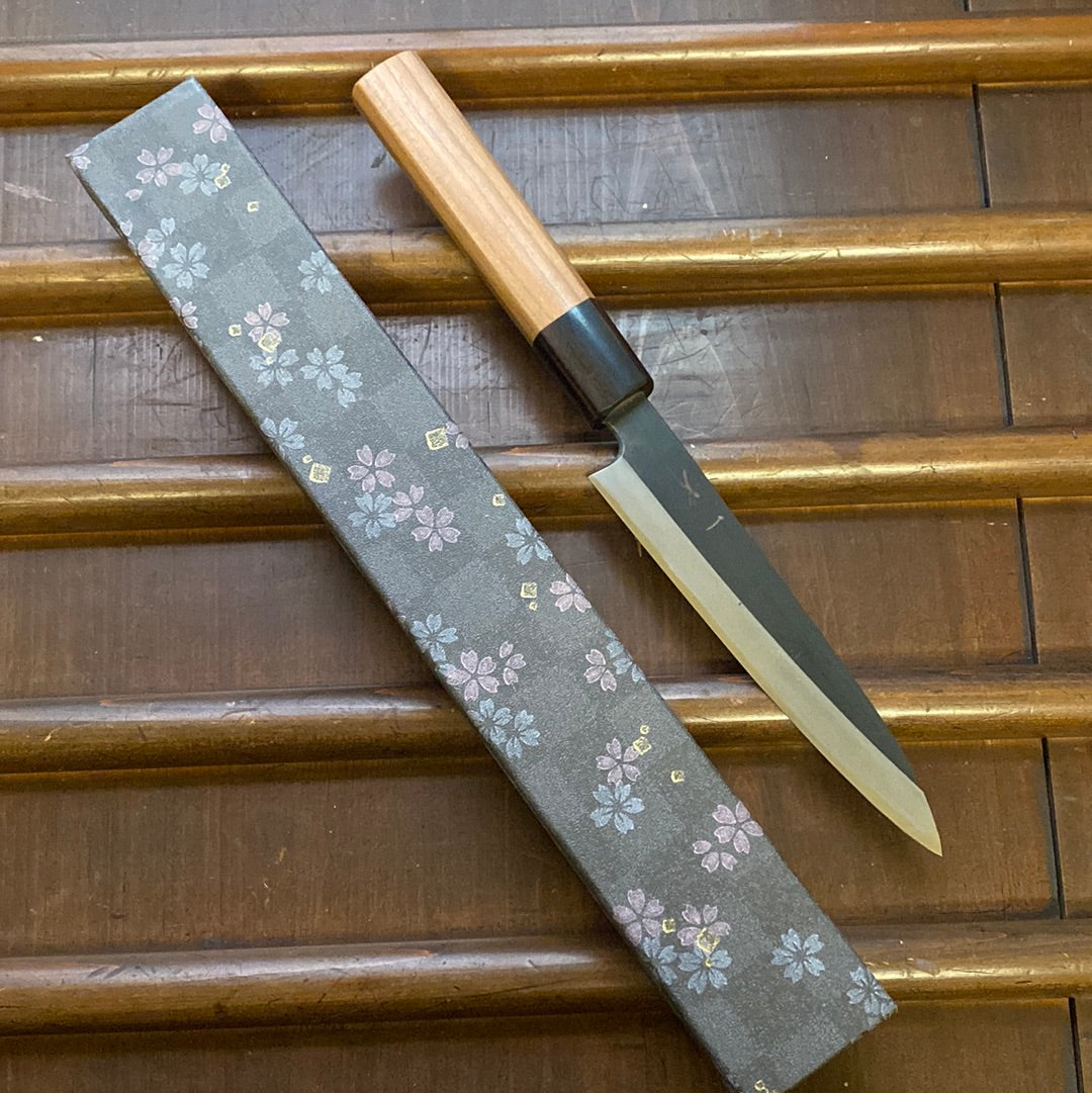 Hitohira Kikuchiyo Kyuzo 150mm Petty Iron Clad Shirogami 2 Oct Cherry / Ebony