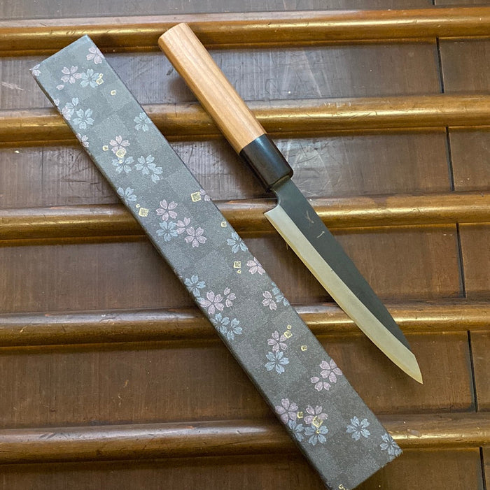 Hitohira Kikuchiyo Kyuzo 150mm Petty Iron Clad Shirogami 2 Oct Cherry / Ebony