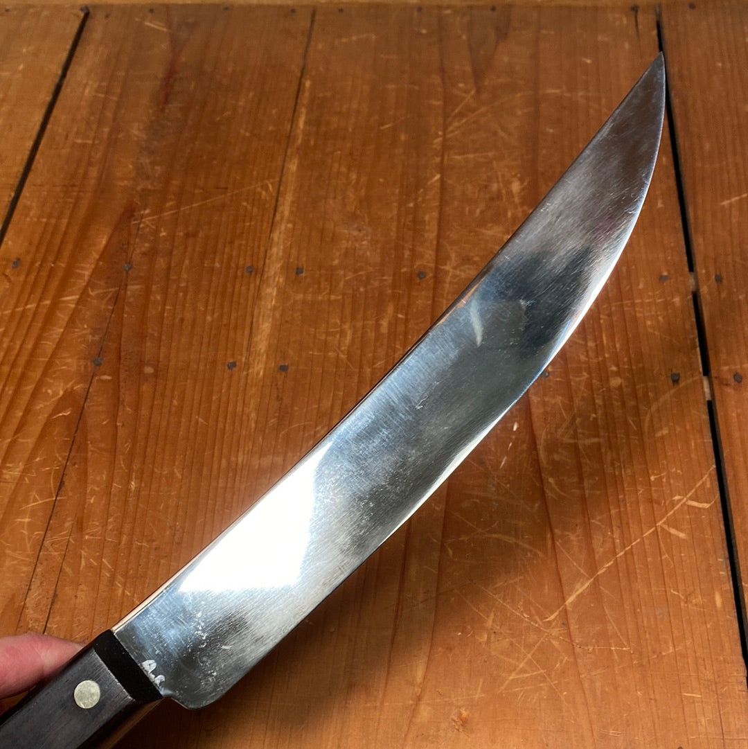 New Old Stock Dexter 10" Scimitar Carbon Steel Mirror Finish Rosewood 1950s-70s
