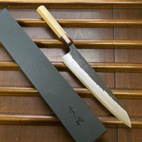 Konosuke Madei Sumiiro 240mm Gyuto SLD Kurouchi Nashiji - by Nihei - Blonde Horn