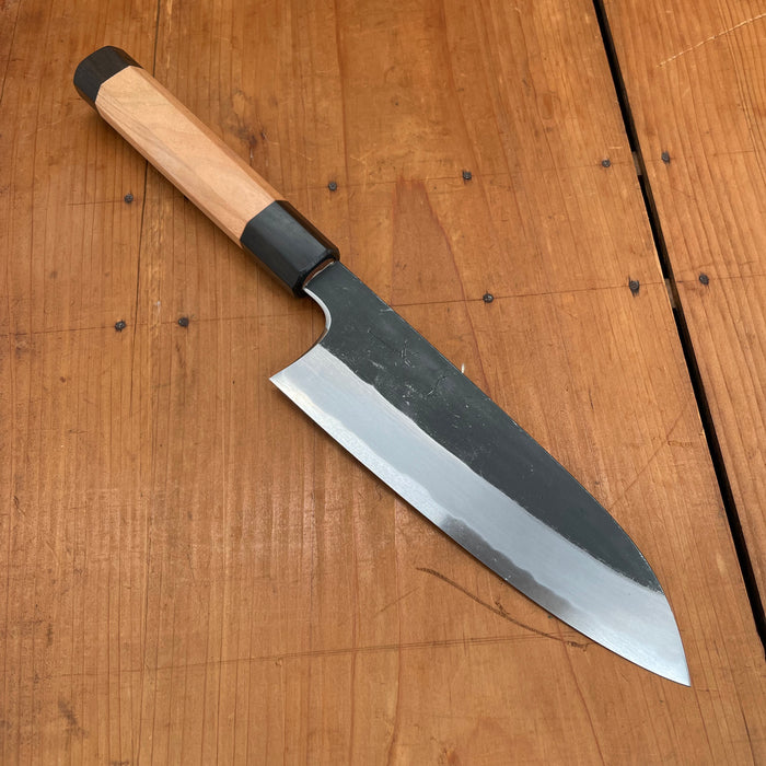 Hitohira Togashi 165mm Santoku Aogami 2 Kurouchi Cherry Handle Ebony End