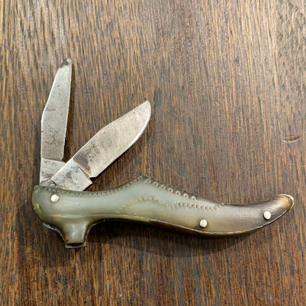 Unmarked (French?) Figural Ladies Shoe Knife 3” 1920’s?