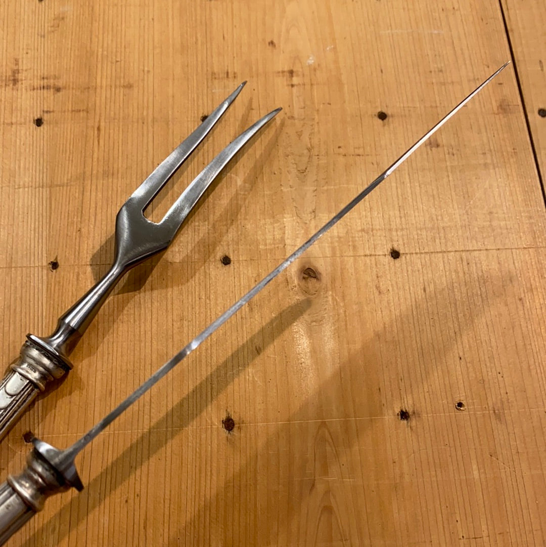 Art Deco Carving Set German Hallmark 800 Silver Handles