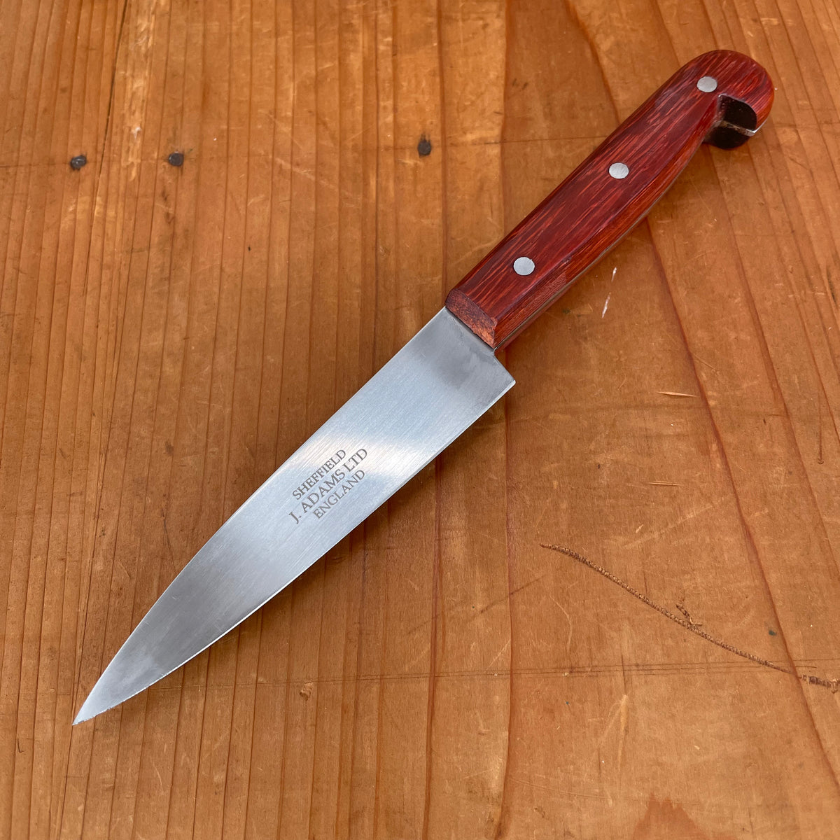 J Adams 4 Paring Knife Carbon Steel Pinned Padauk Wood – Bernal Cutlery
