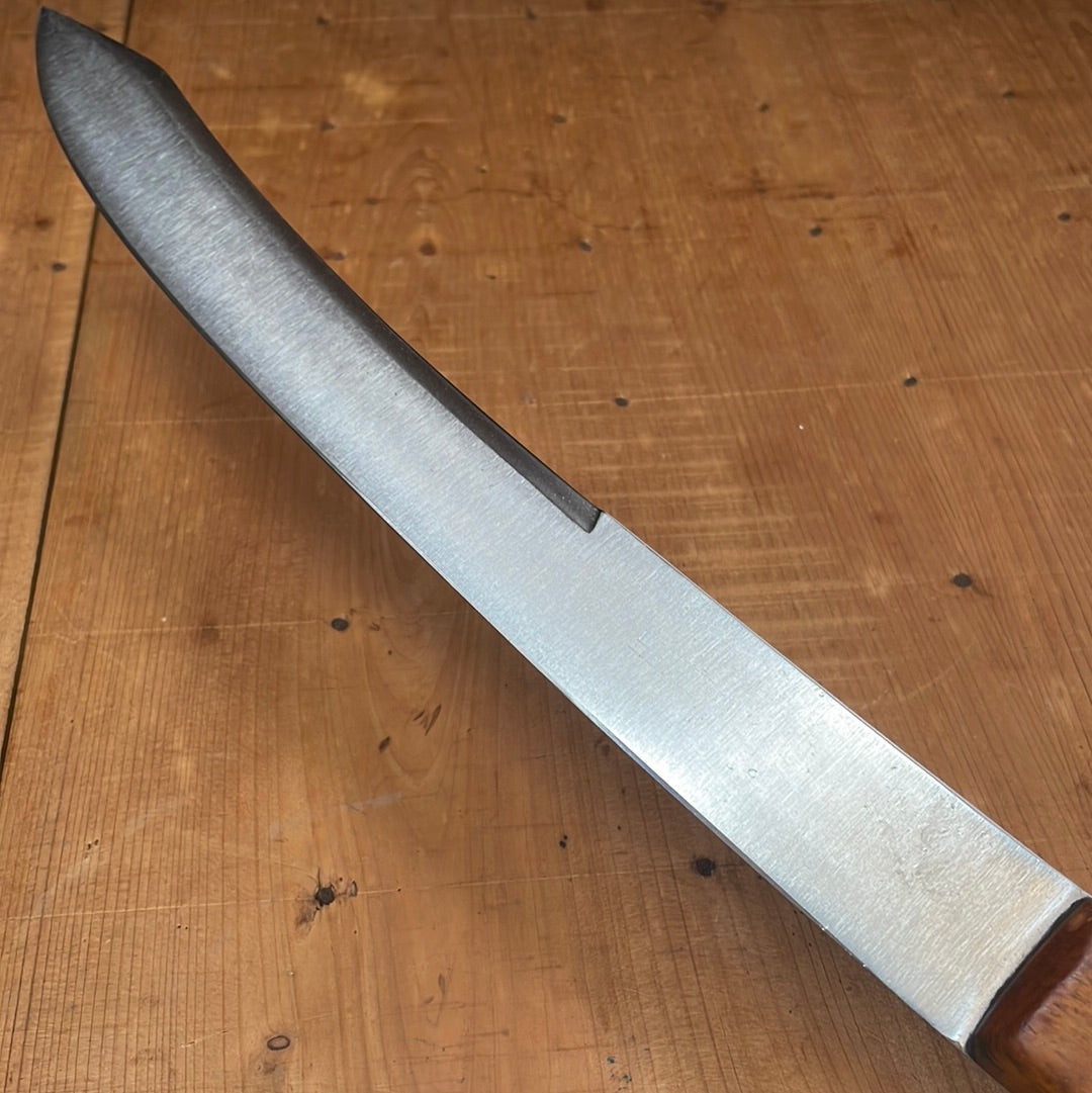Landers Frary & Clark 11.5" Bullnose Scimitar Carbon Steel & Beechwood 19th C