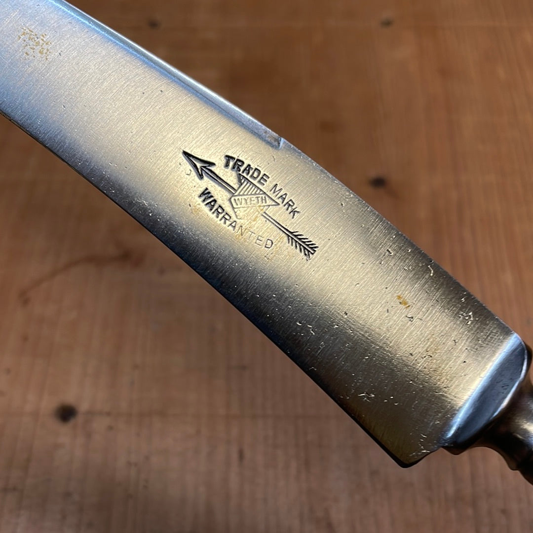 H Boker / Wyeth Hardware 6" Carving Knife Carbon Steel Jigged Bone Solingen 1915-20