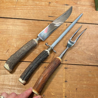 Eichenlaub Carving Set Stainless & Stag Solingen Germany ~1950s-60s In Box