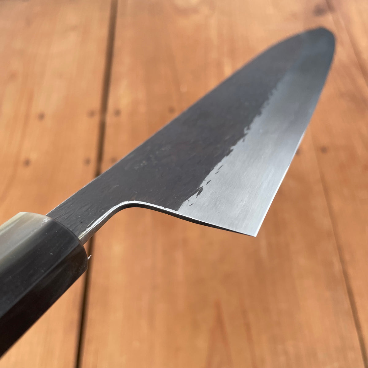 Isamitsu 240mm Gyuto Stainless Clad Shirogami 1 Kurouchi Taihei Zebrawood Handle