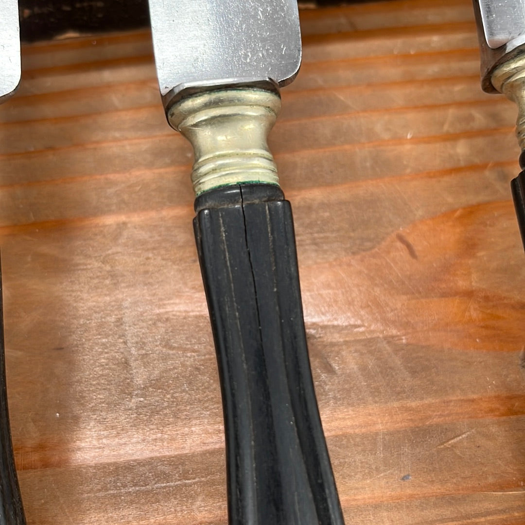 French Table Knives Carbon Steel Ebony Acier Fondu 1875-1925