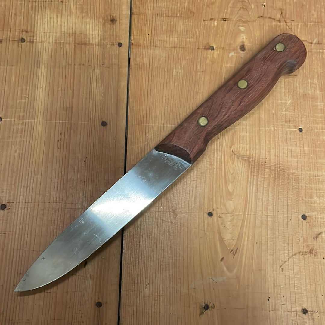 Unmarked 6.25” Wide Boning Knife Carbon Steel & Rosewood