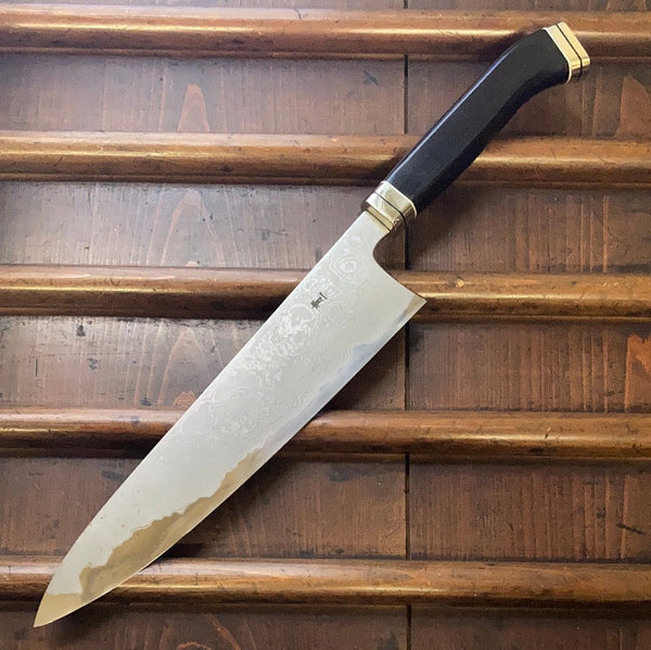 Hitohira Tanaka Kyuzo 240mm Gyuto Aogami 1 Damascus Ebony Handle (Fusion)