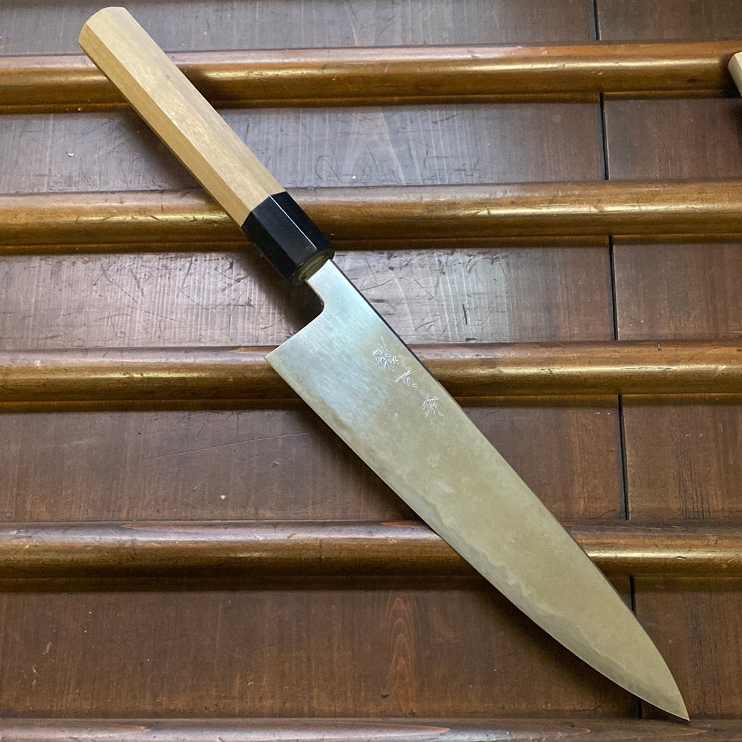 Sakai Konosuke Fujiyama FM 210 Gyuto Shirogami 2 - Ground by Myojin Naohito w saya